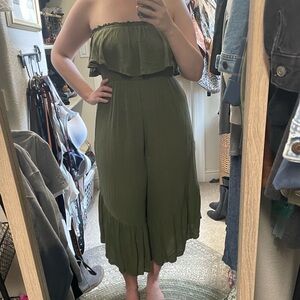 Green Strapless Jumpsuit